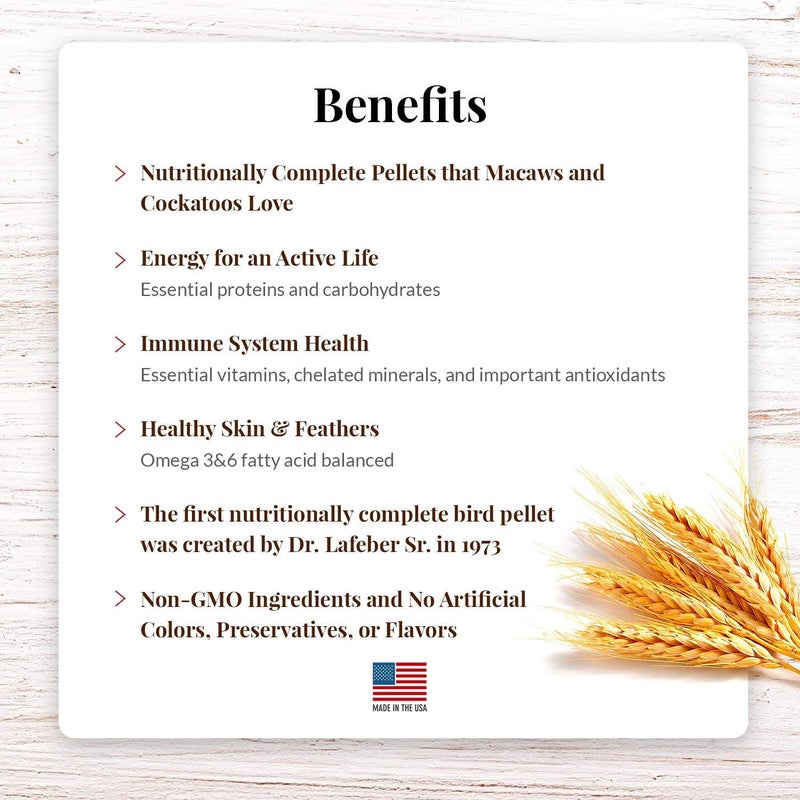 Lafeber Premium Daily Diet Pellets for Macaws and Cockatoos - 5 lb Non-GMO Bird Food - Image 3